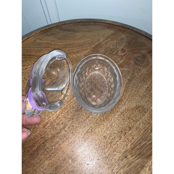 Vintage Lilac Glass Bunny Basket‎ Weave Trinket Dish by LE SMITH - Picture 2 of 6